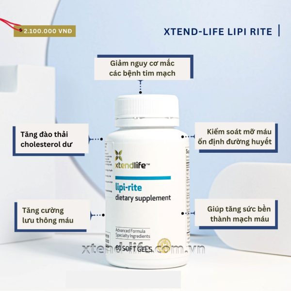 Viên Uống Giảm Mỡ Máu Cholesterol Xtend-Life Lipi Rite (60 Viên)