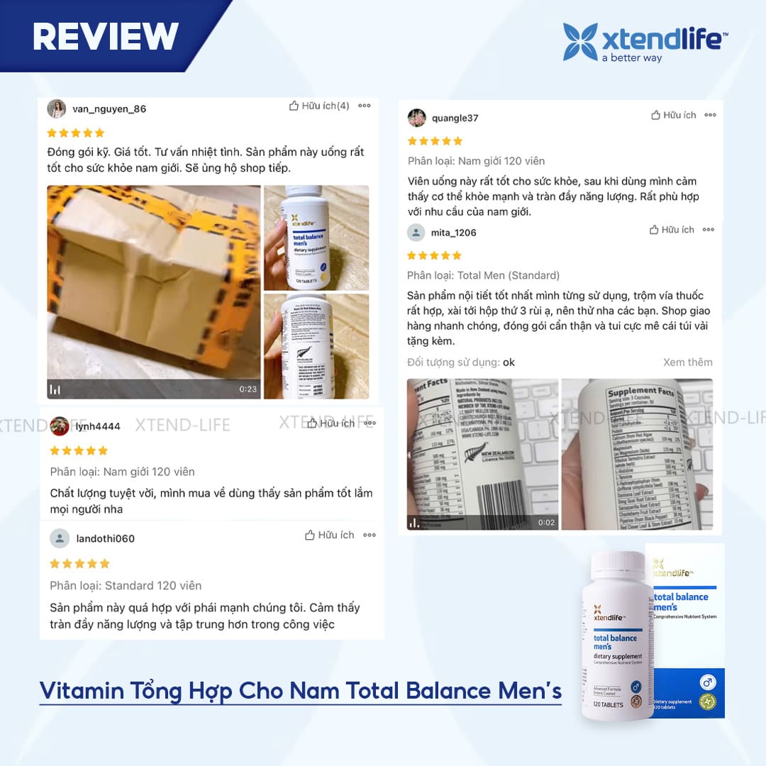 Viên Uống Vitamin Tổng Hợp Cho Nam Xtend-Life Total Balance Men's (120v)