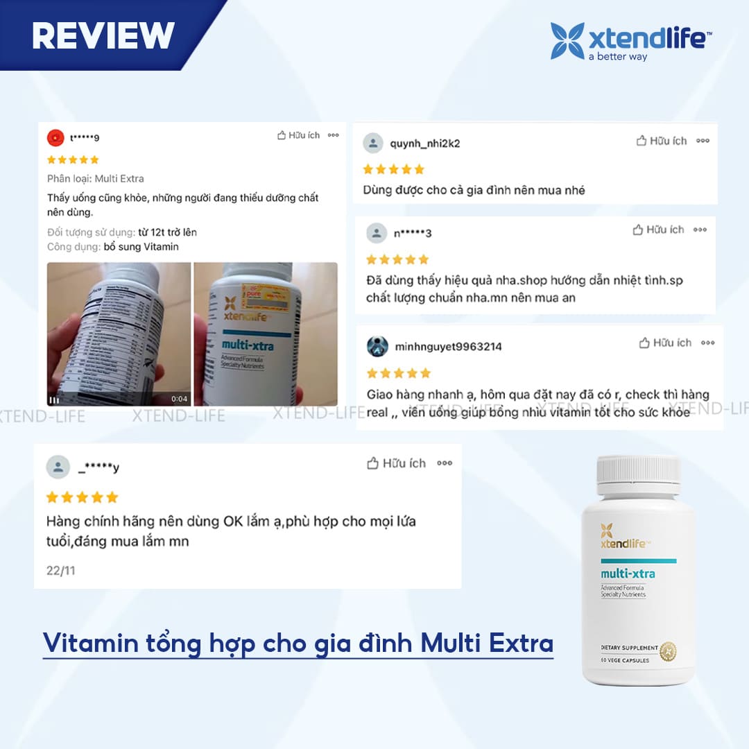 Vitamin tổng hợp cho gia đình Xtend-Life Multi Extra (60 viên)