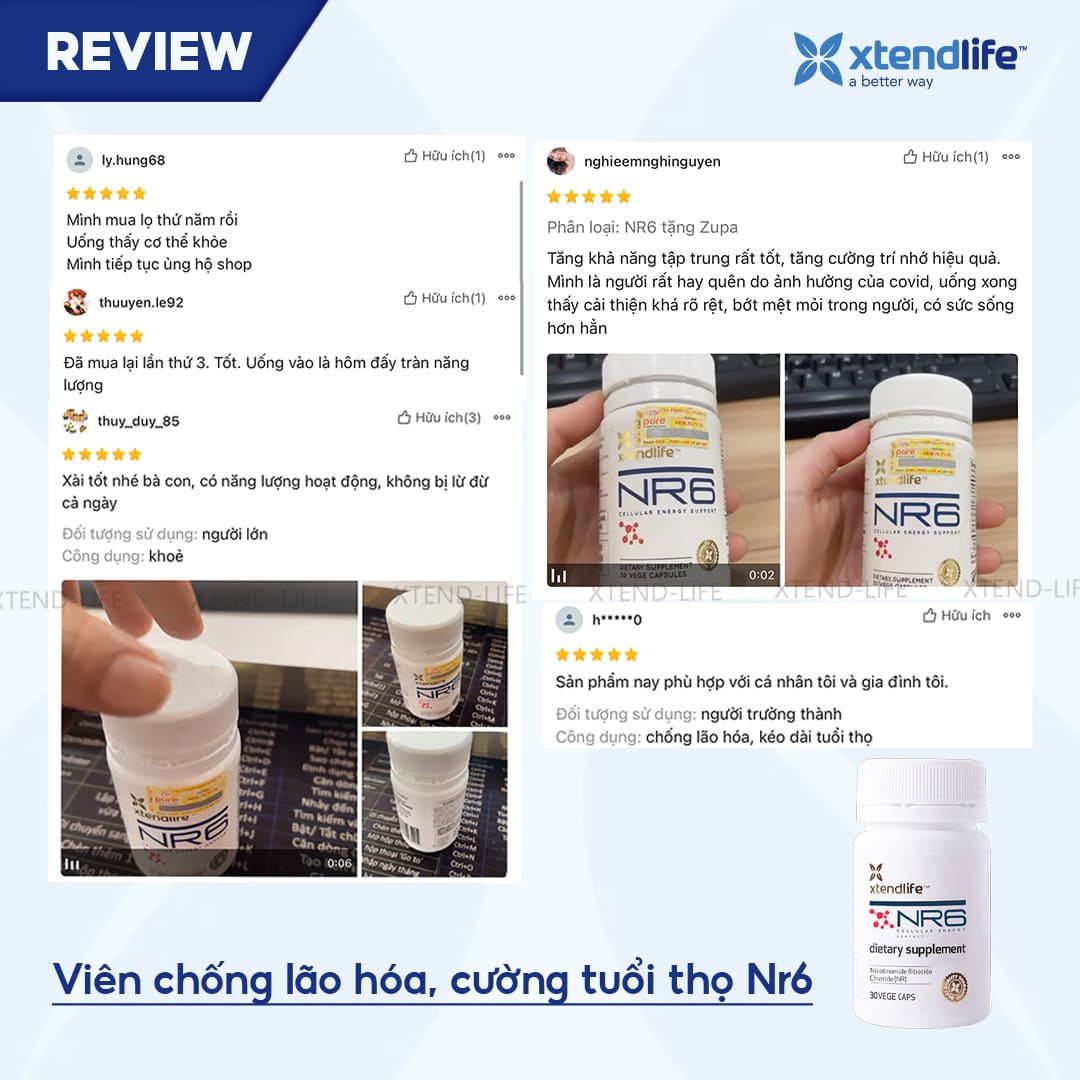 Xtend-Life NR6: tăng sinh NAD tự nhiên, chống lão hóa và tăng cường tuổi thọ