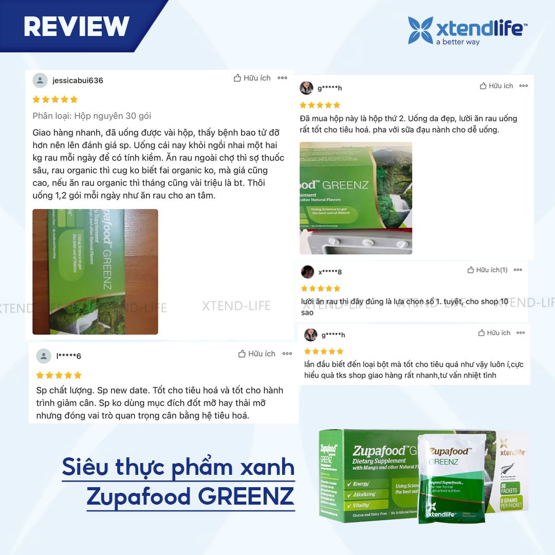 Siêu thực phẩm xanh Zupafood GREENZ Xtend-Life (30 gói)